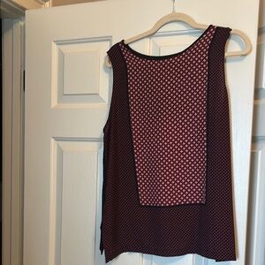 LOFT Pink Sleeveless Blouse with Polka Dot Design